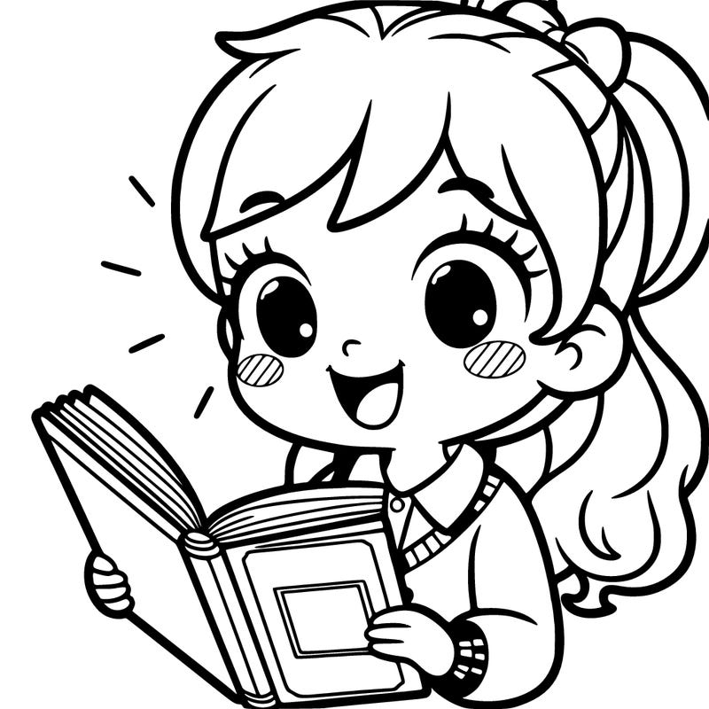 girl studying a book happily