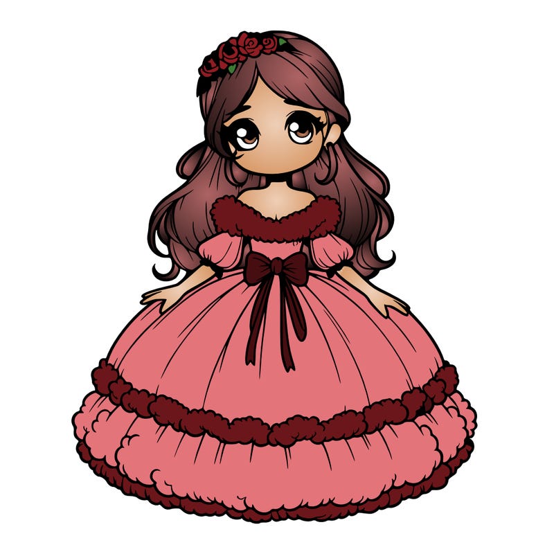 realistic princess wearing a fluffy dress