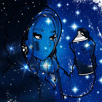 a realistic girl, spray painting