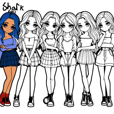 a group of girls realistic