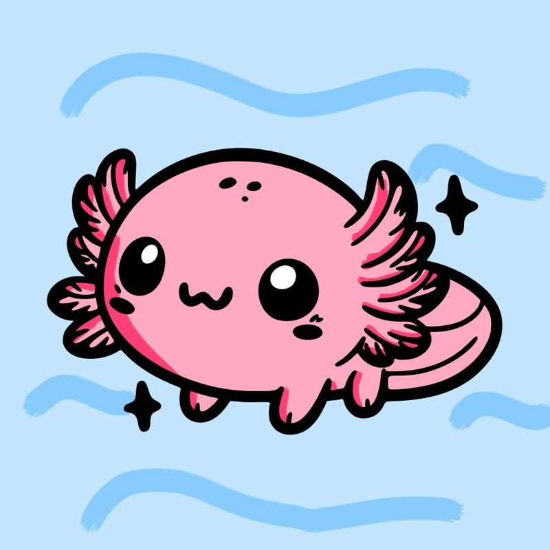 cute easy baby axolotl