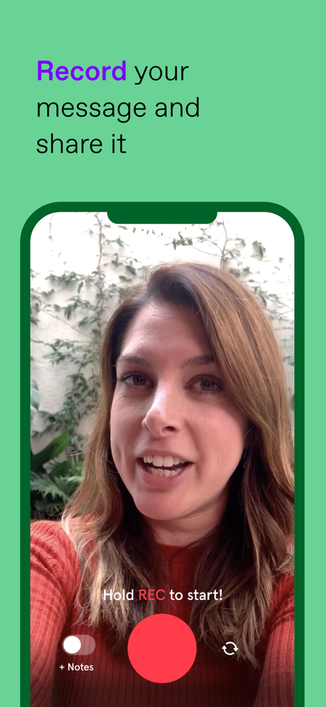 VideoAsk (by Typeform) - A woman recording a personalized video message on the VideoAsk mobile app interface