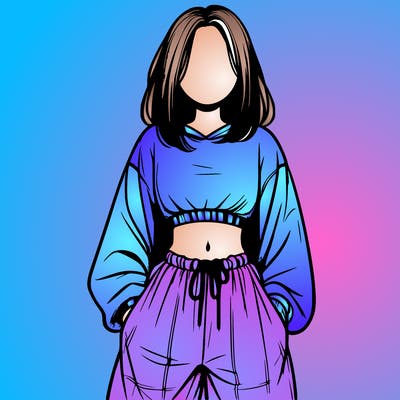 realistic girl faceless with baggy pants and a crop top