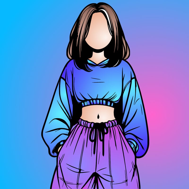 realistic girl faceless with baggy pants and a crop top