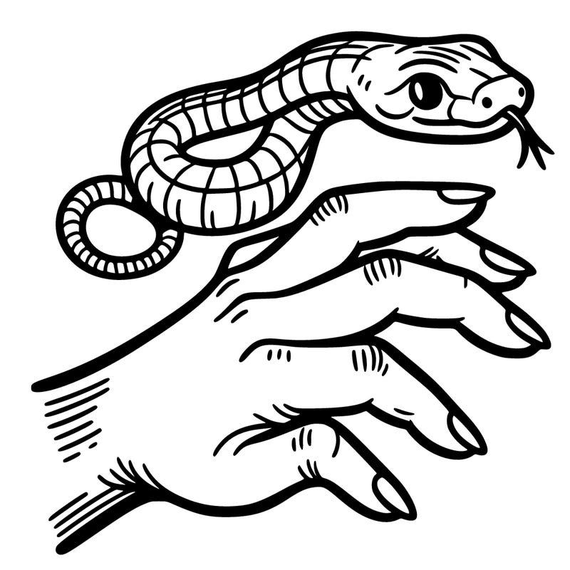 snake with hand