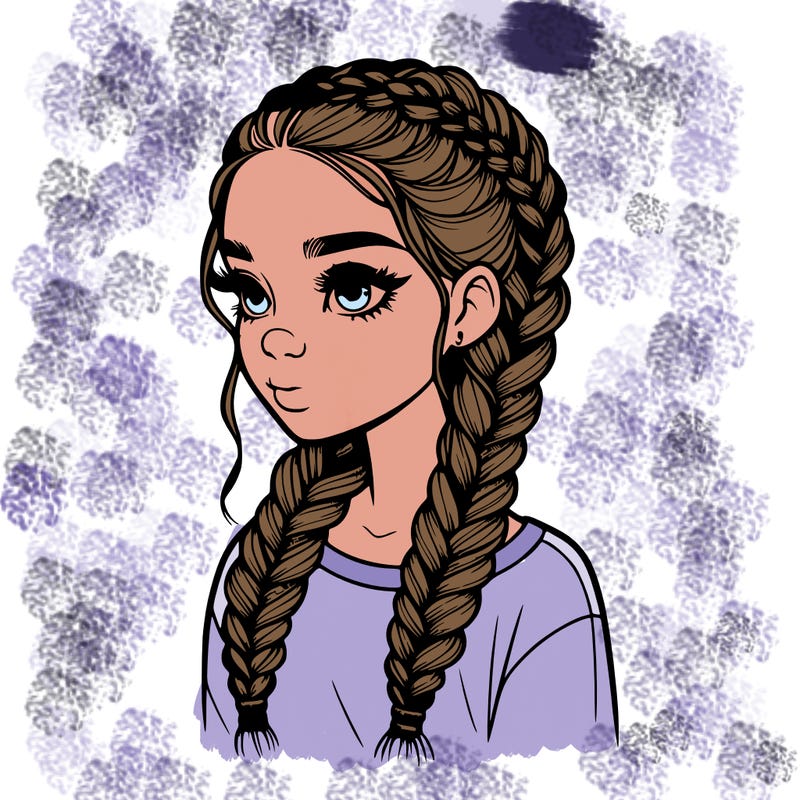 realistic girl with braids