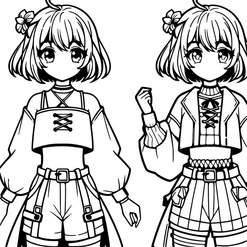 anime girl in a crop top and shorts