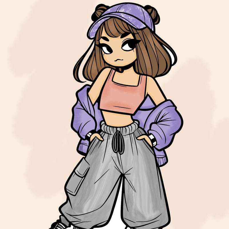 girl in crop top and baggy pants