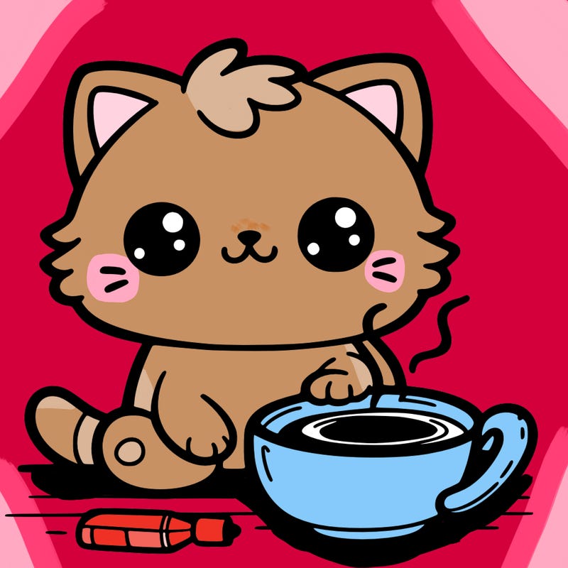 cat with coffee