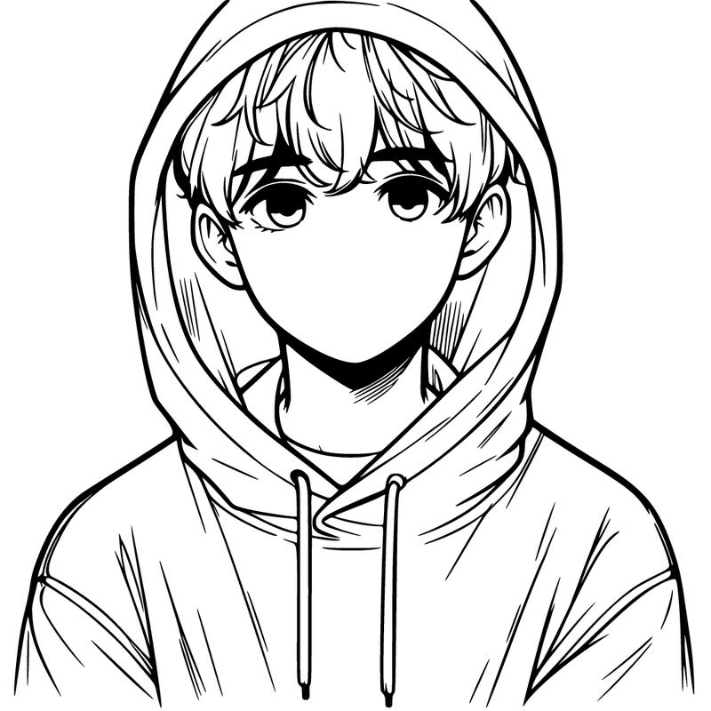 a realistic boy with a oversized hoodie