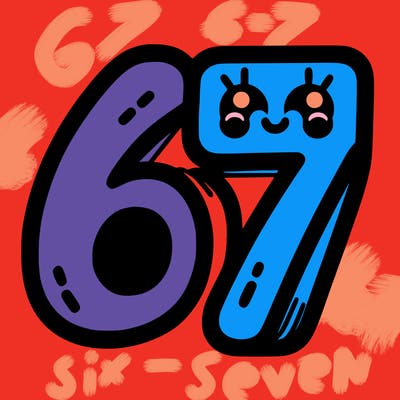 the numbers 67