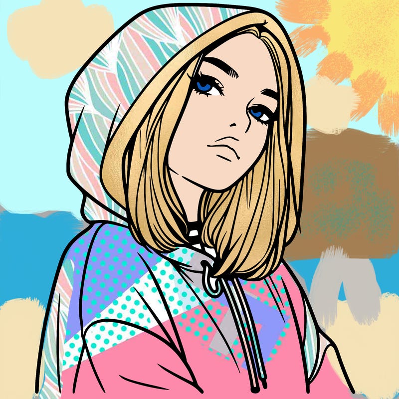 a realistic girl in a hoodie