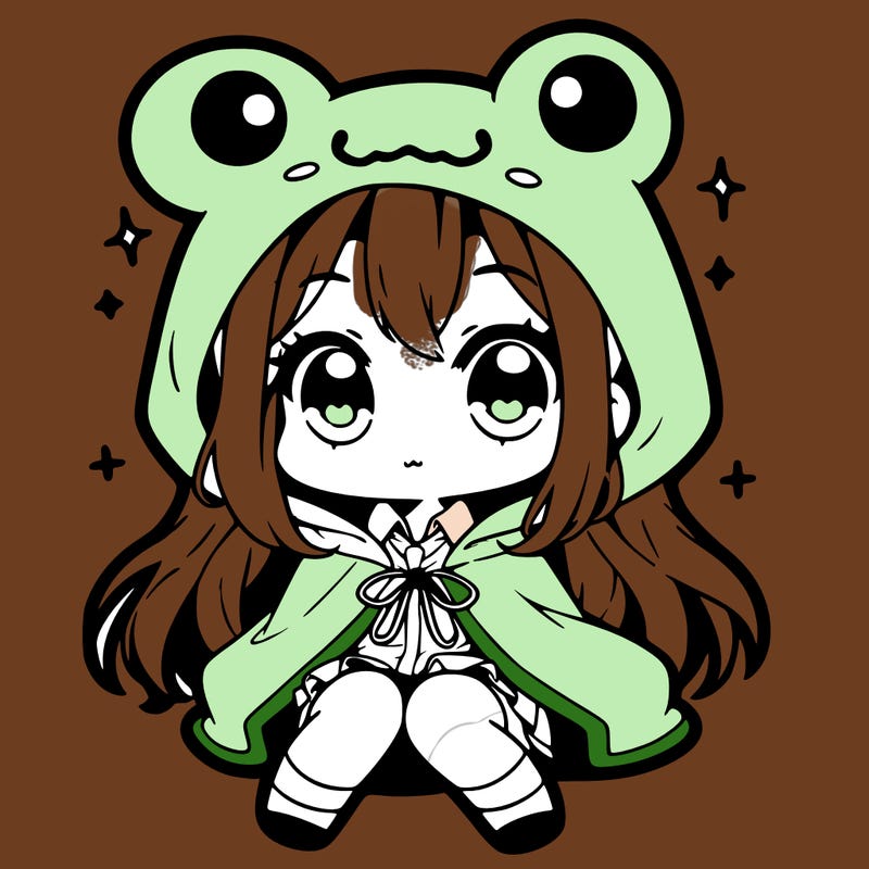 chibi girl with frog hoodie
