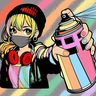 girl with spray can realistic