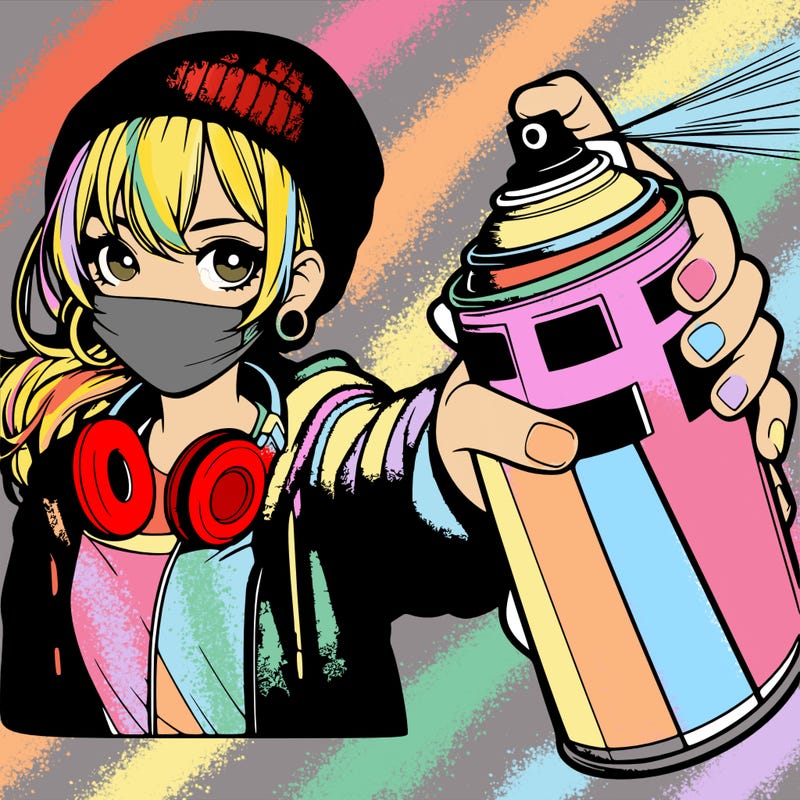 girl with spray can realistic