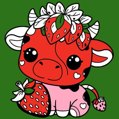 cute strawberry cow