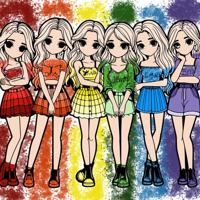 a group of girls realistic