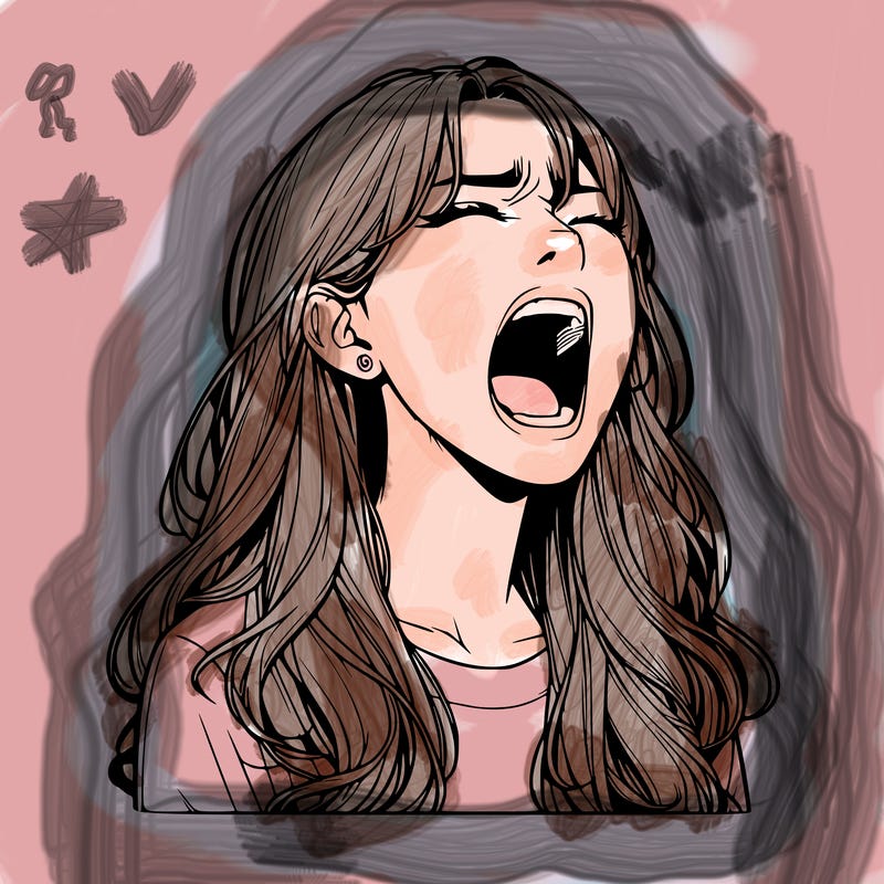 screaming realistic, girl