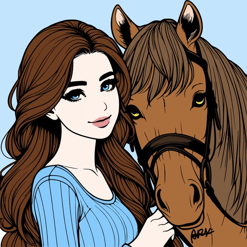 realistic girl with horse