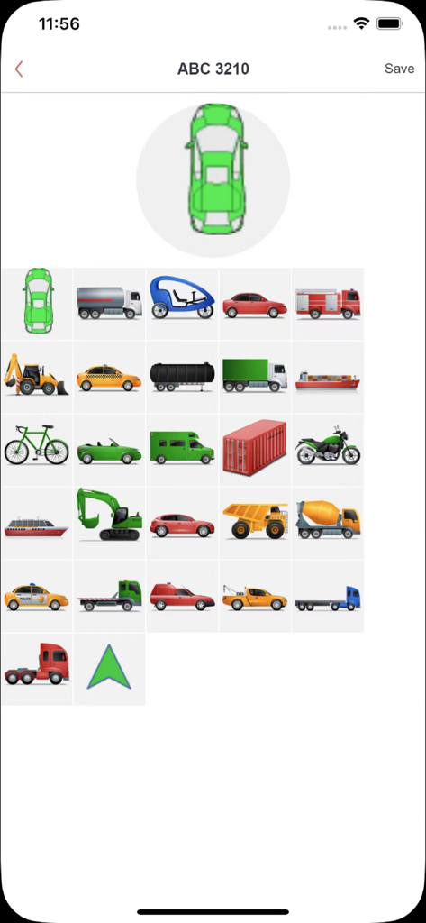 Total Dynamic GPS - Auswahl an Fahrzeug- und Ausrüstungssymbolen für das Asset-Tracking in Total Dynamic GPS