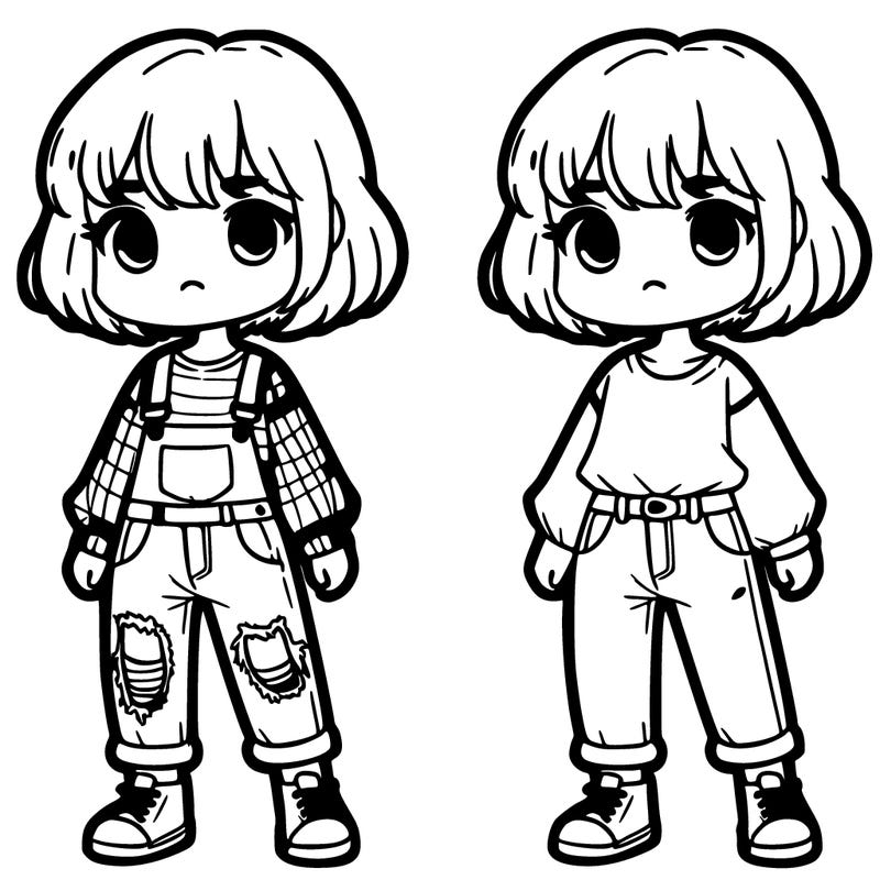 girl with short hair, bangs off to the side, ripped jeans, and a short sleeved shirt with a long sleeved shirt underneath it