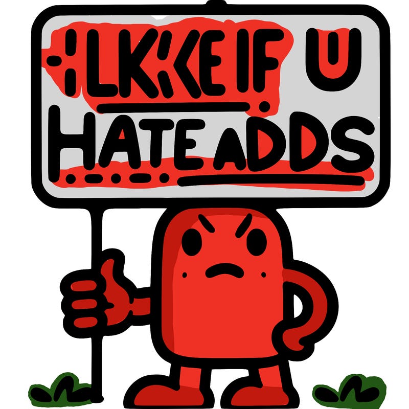 sign that says like if u hate adds