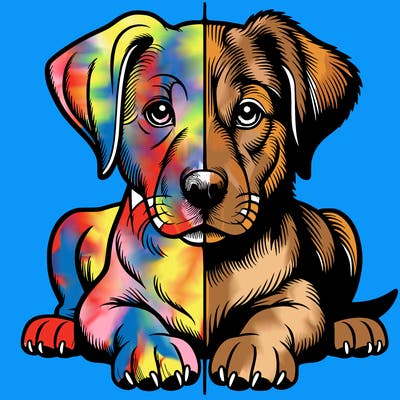 realistic dog split picture