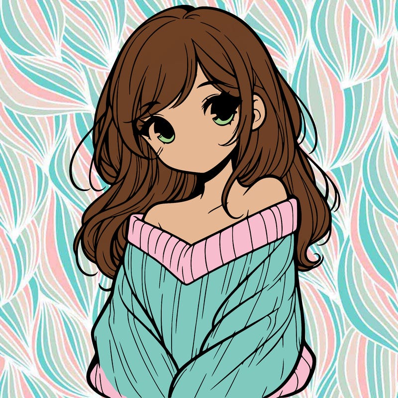 shy pretty girl wearing a sweater that is falling off one shoulder portrait