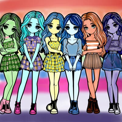 a group of girls realistic