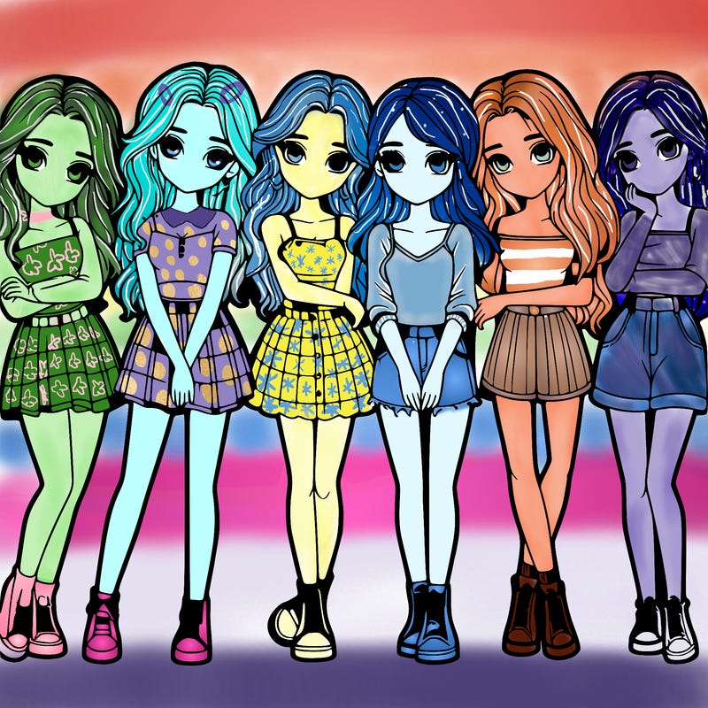 a group of girls realistic