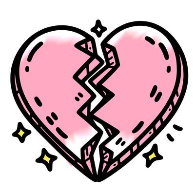 split in half heart