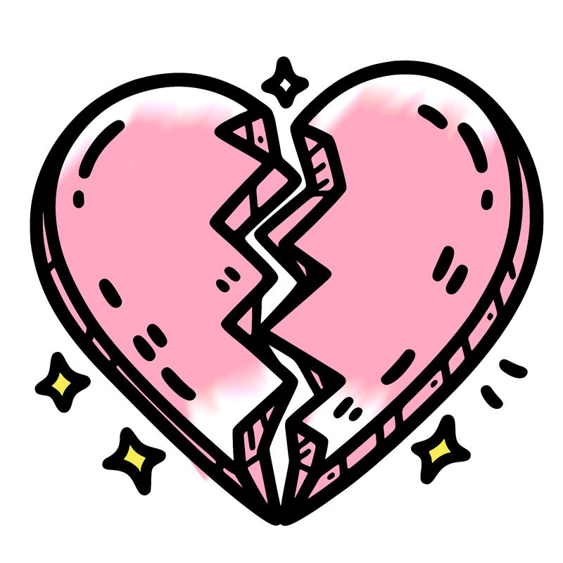 split in half heart