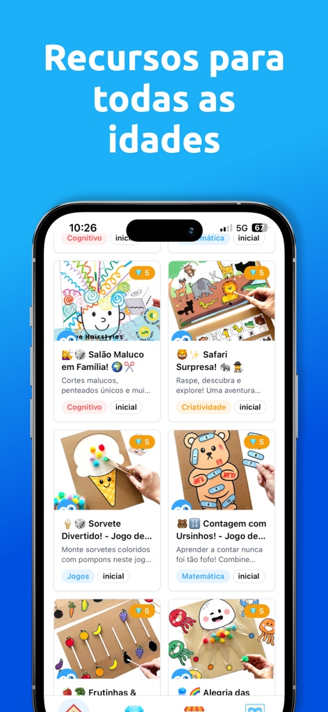 Pedagoteca - Pedagoteca app interface showcasing educational craft activities and games for kids