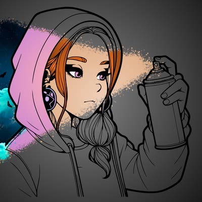 a realistic girl, spray painting