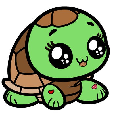cute little animated turtle
