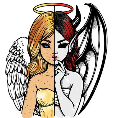 realistic angel half demon