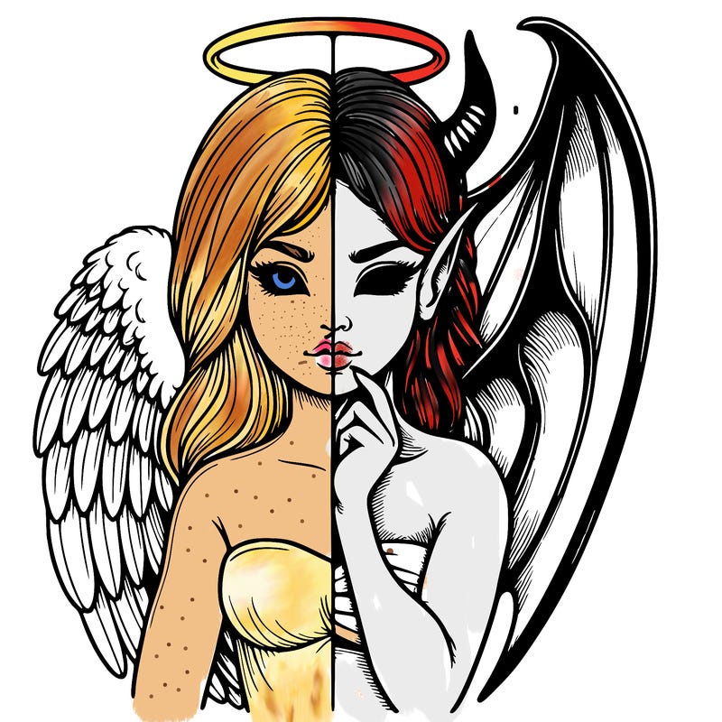 realistic angel half demon