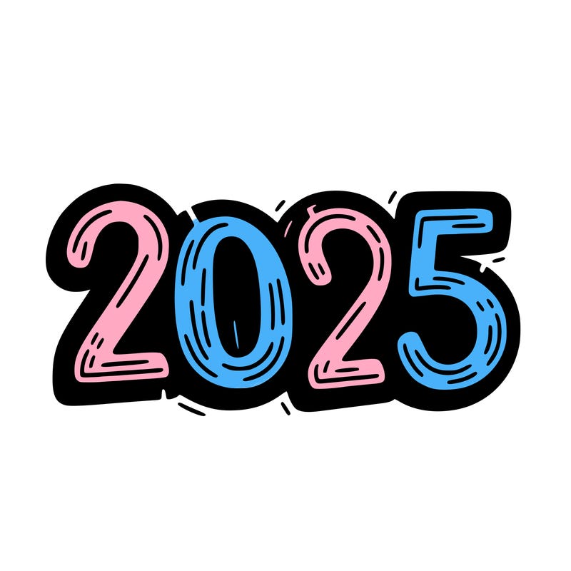 one line scrawled numbers sketch design “2025”