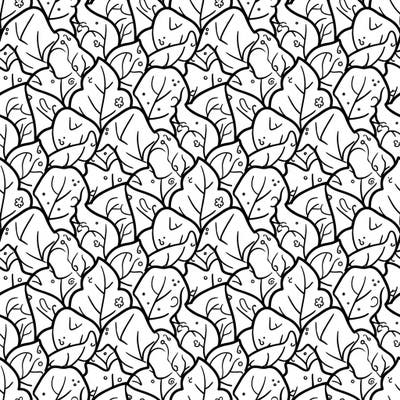 Explore a world of natural charm with this Kawaii Leaf Tessellations coloring page. Its delightful repeating pattern of cute, rounded leaves offers a wonderfully calming and engaging artistic activity for all ages.