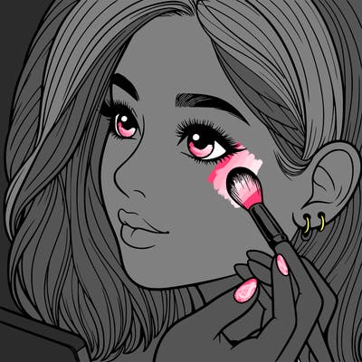 a realistic girl doing her makeup