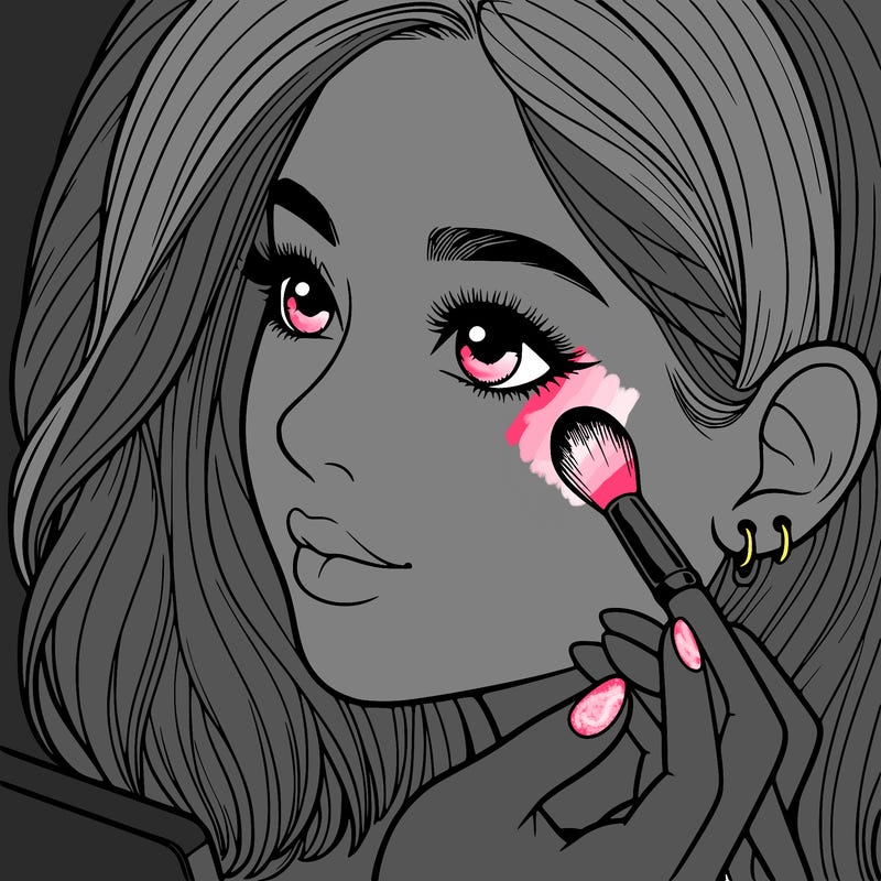 a realistic girl doing her makeup