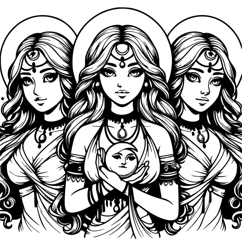 realistic triple moon goddess