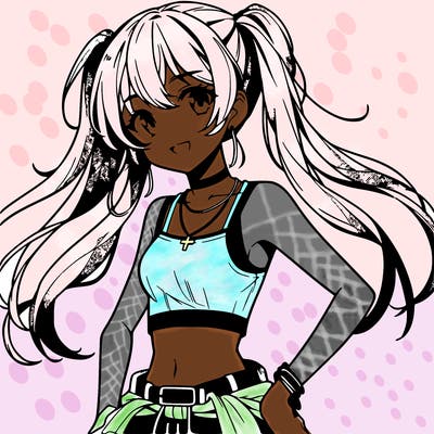 anime girl wearing crop top