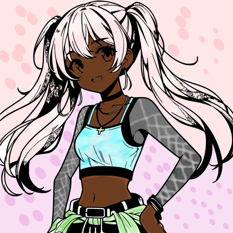 anime girl wearing crop top