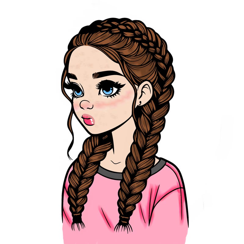 realistic girl with braids