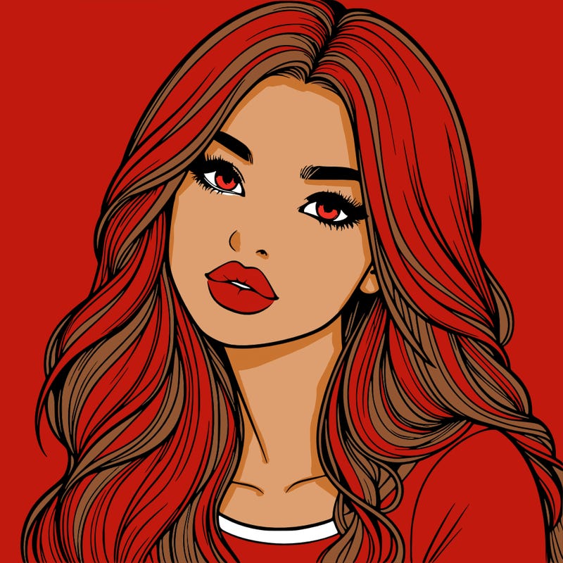 realistic girl with hair on her hair and lips