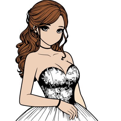 realistic girl in prom dress