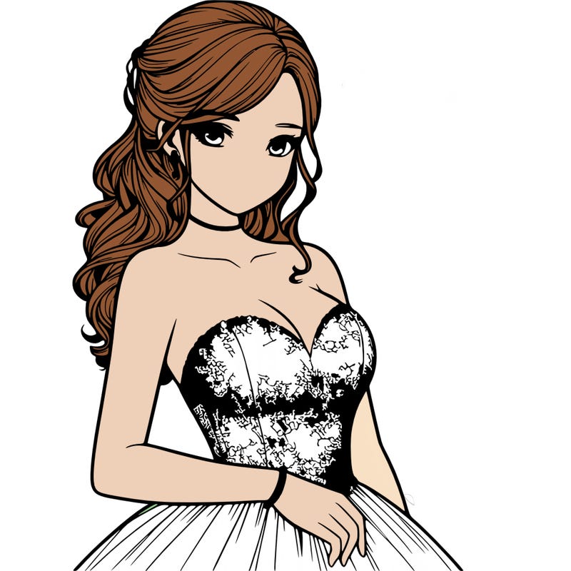 realistic girl in prom dress