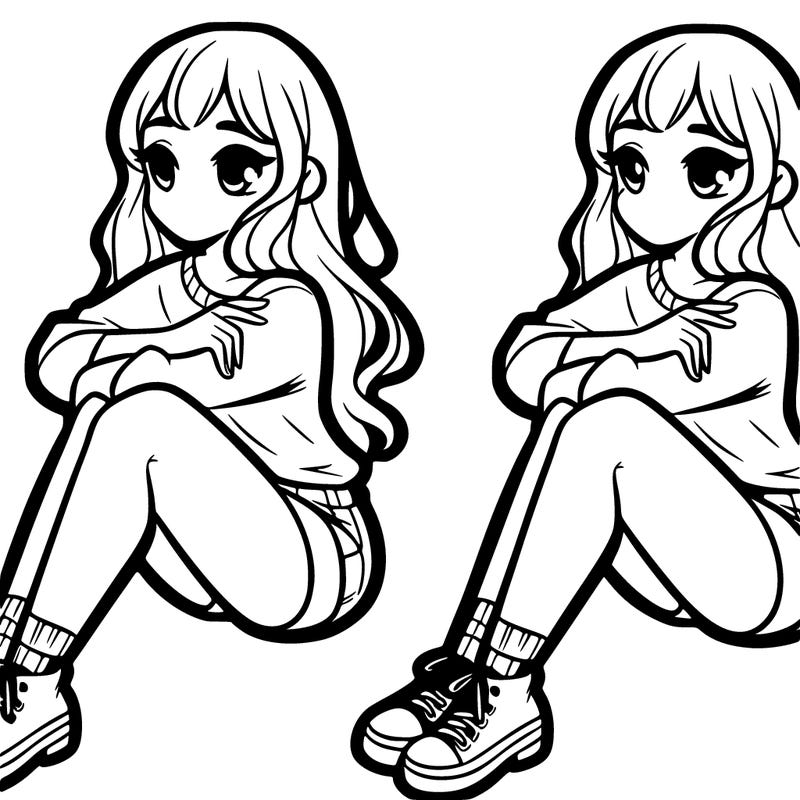 a girl with crossed legs