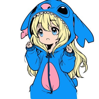 anime girl in a stitch onsie